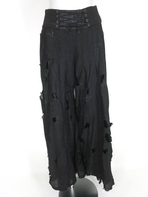 DARK RED RUM H.jelly ダメージガーゼ重ねワイドパンツ