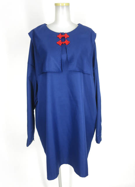 Drug Honey チャイナ釦スクエアビッグ襟ワンピース