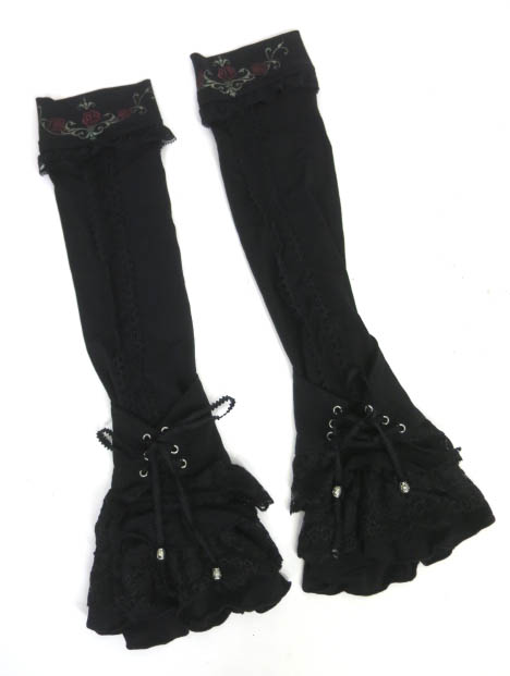 Ozz On ローズ刺繍入りフリルアームカバー