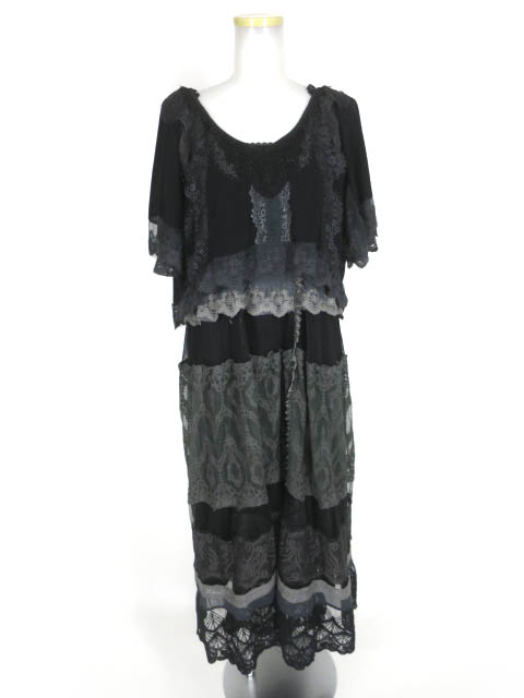 OZZ ANGELO レース付きメッシュチュールトップス & ロングワンピース