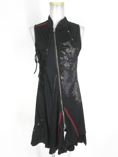 OZZ ONESTE アシンメトリージップノースリーブチャイナワンピース