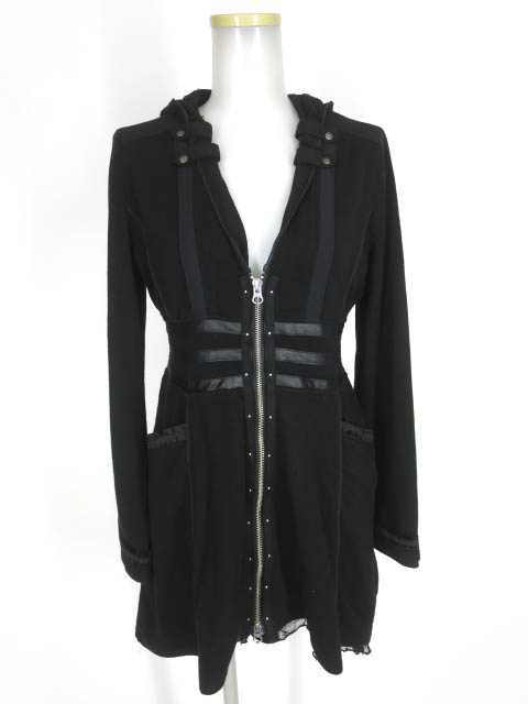 Ozz Croce 蜘蛛の巣レース付きロングニットパーカー