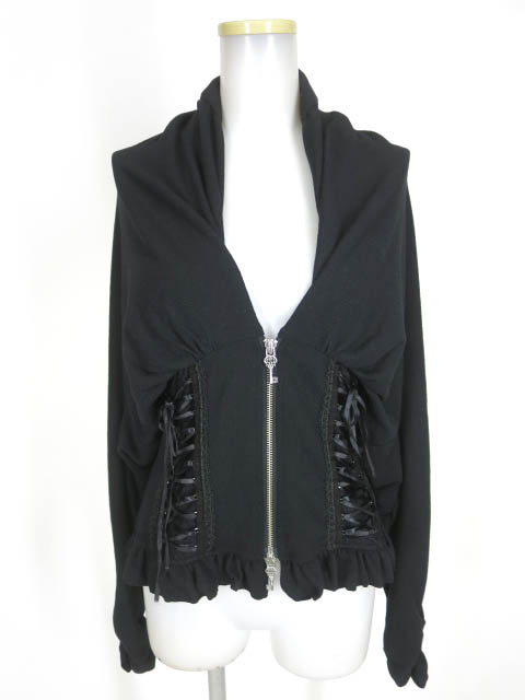 OZZ ANGELO 編み上げ付きジップカーディガン