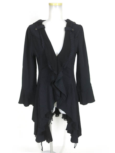 OZZ ONESTE フリルリブニットロングカーディガン