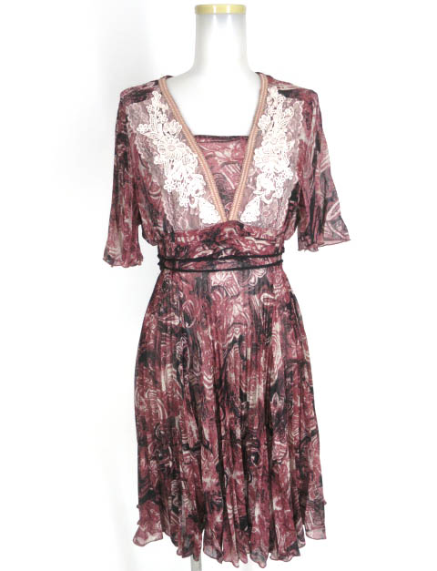 Rozen Kavalier 総柄プリーツシフォンワンピース