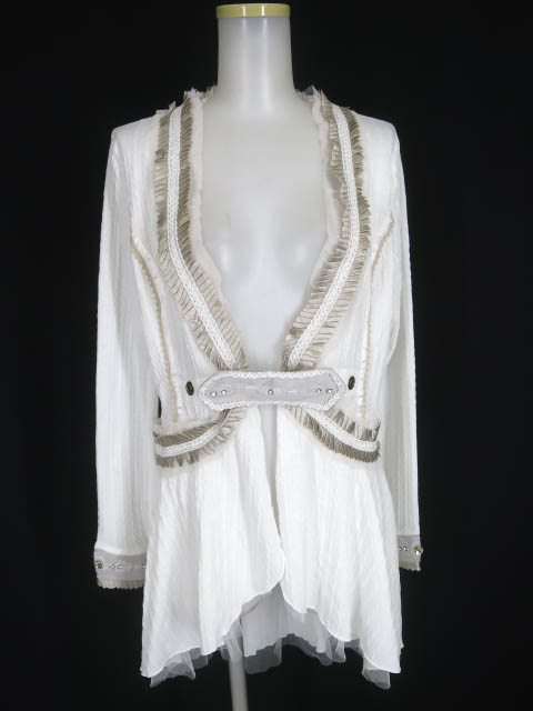 OZZ ANGELO プリーツ付きロングニットカーディガン