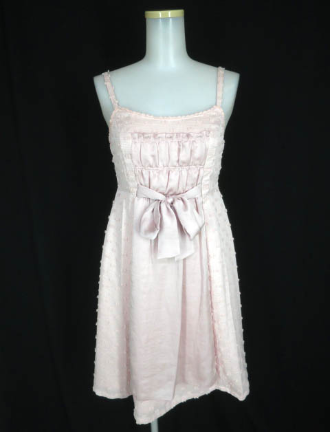 Emily Temple cute ポンポンリボンジャガードノースリーブワンピース