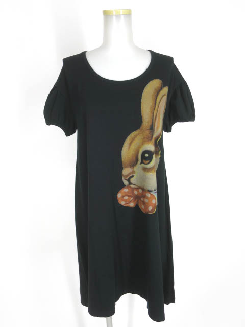 Emily Temple cute うさぎプリントカットワンピース