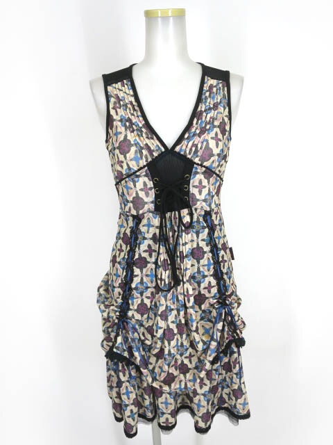 OZZ ONESTE 和柄ノースリーブワンピース