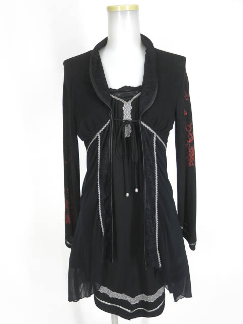 Ozz Croce 袖ローズプリントワンピース