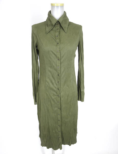 Ozz On 刺繍入りシワ加工シャツワンピース