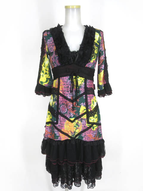 OZZ ONESTE レース付き和チャイナ柄ワンピース