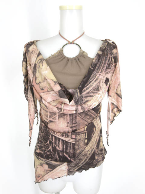 Ozz On 大聖堂柄メッシュチュールカットソー & キャミソール セット