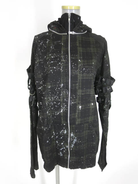 h.ANARCHY フード付きチェック柄ジップアップジャケット