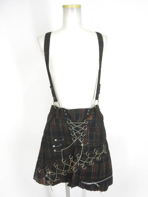 h.ANARCHY チェーン編み上げ付きチェック柄スカート