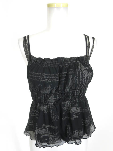 h.NAOTO Blood 英字柄メッシュキャミソール