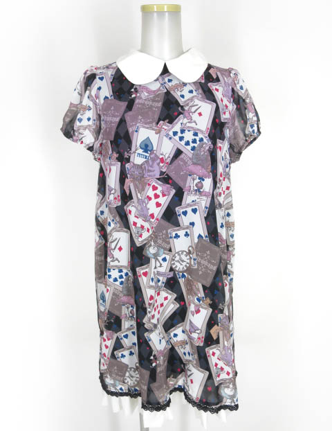 PUTUMAYO トランプアリス柄シフォンワンピース