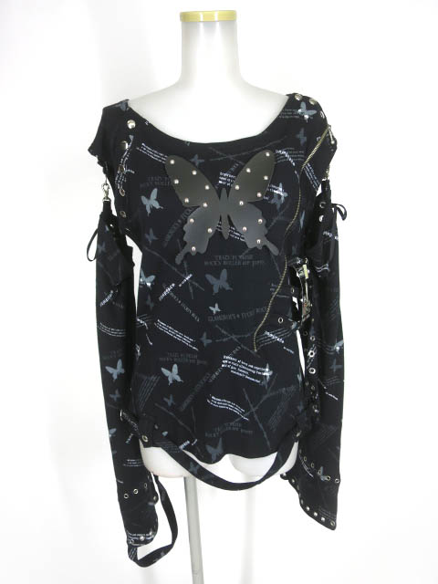 MARI'S ROCK (GLAMOROUS) バタフライ柄袖セパレートカットソー