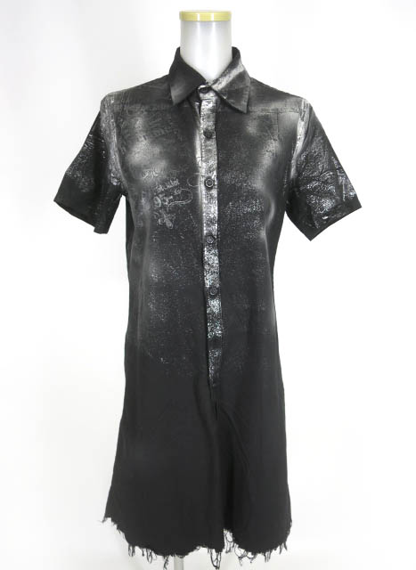 HN+DIE グリッタープリント半袖ロングシャツ