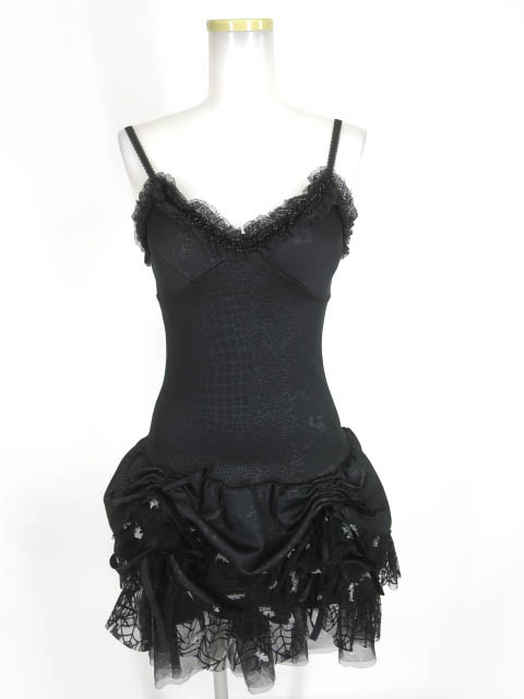 Qutie Frash 蜘蛛の巣メッシュ付きビスチェワンピース