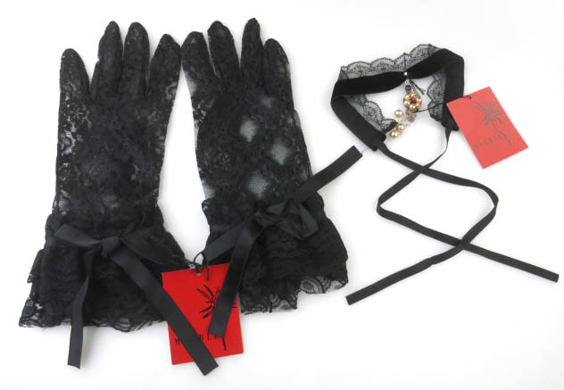 MARBLE 総レースショート手袋 & ベロアチョーカー セット