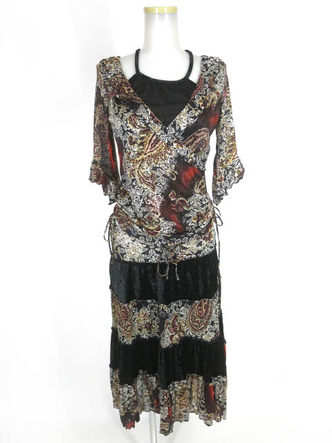 Ozz On ペイズリー柄メッシュチュールカットソー & スカート セット