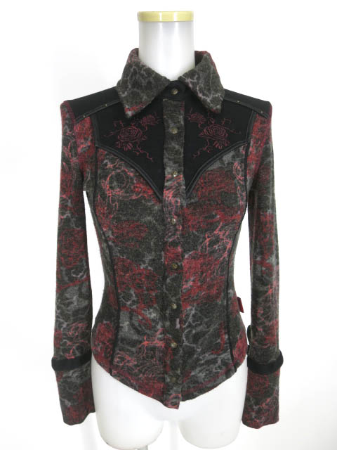 Ozz Croce ローズ柄ニットブラウス