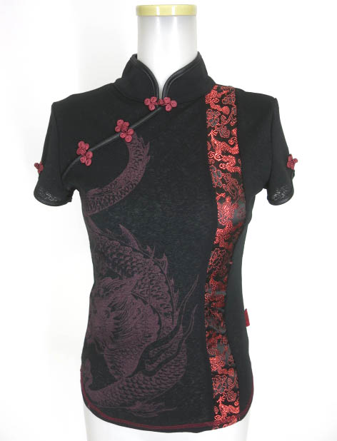 Ozz On hikozoh 龍プリントチャイナ半袖カットソー