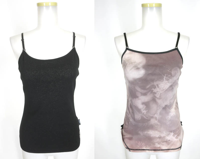 Ozz On hikozoh 龍むら染め柄メッシュチュールキャミソール + 無地キャミソール