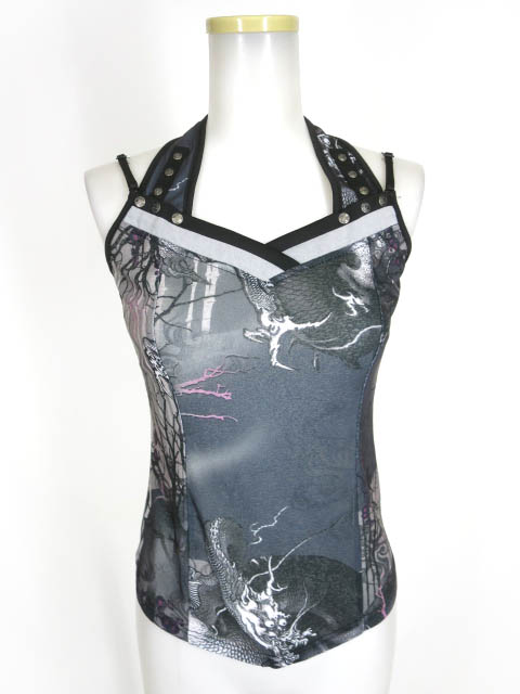 Ozz Croce ホルターネック付き和チャイナ柄キャミソール