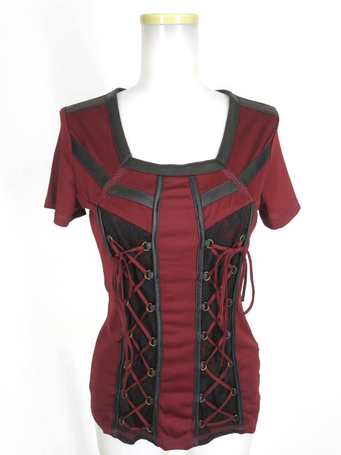 Ozz Croce 龍プリント編み上げ付き半袖カットソー