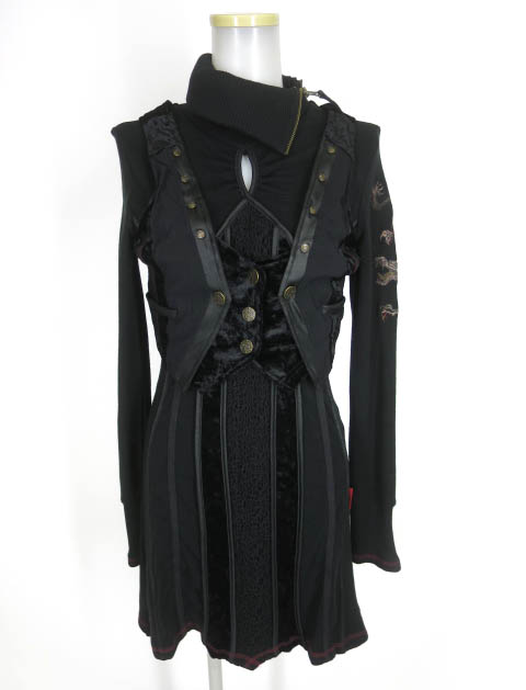 Ozz Croce ベスト付きニットワンピース