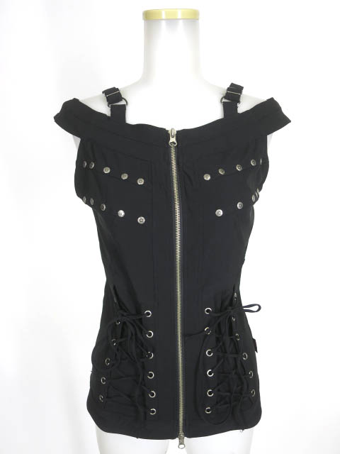 Ozz On 編み上げ付きジップベスト