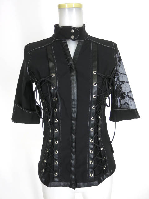 Ozz On hikozoh 編み上げ付き五分袖ブラウスジャケット