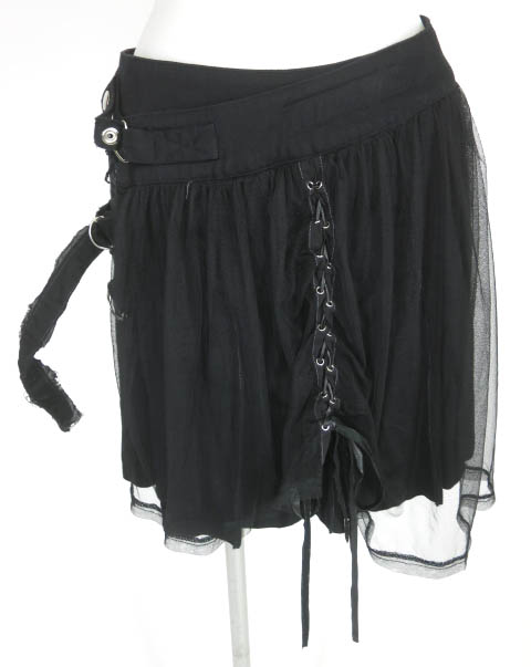 h.ANARCHY メッシュ重ねプリーツ巻きスカート