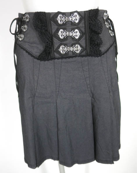 OZZ ONESTE ウエスト編み上げ付きプリーツミニスカート