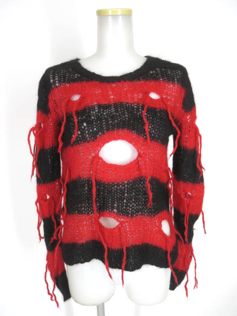 PEACE NOW ダメージボーダーニットセーター