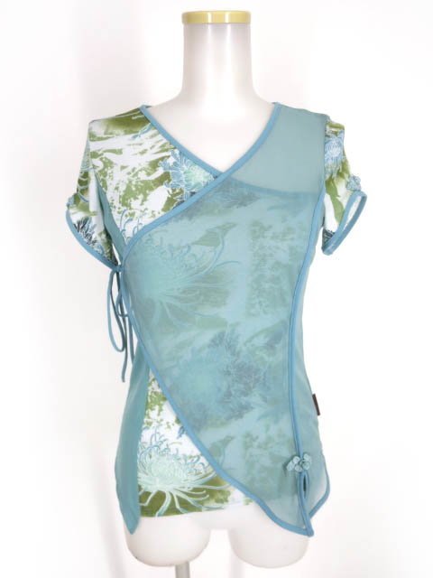 OZZ ONESTE 和柄メッシュチュール半袖カットソー