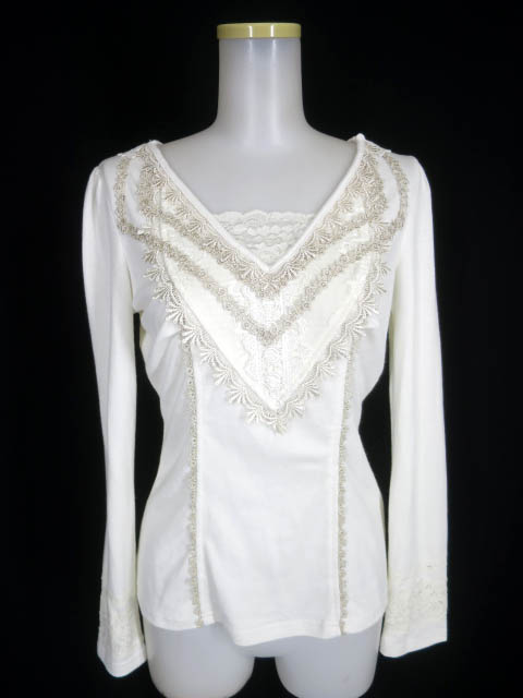 OZZ ANGELO レース付き長袖ニットプルオーバー