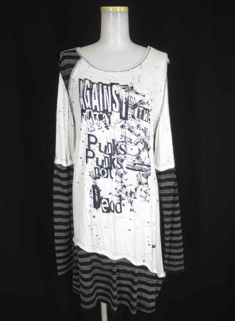 h.ANARCHY ボーダー切替長袖カットソー