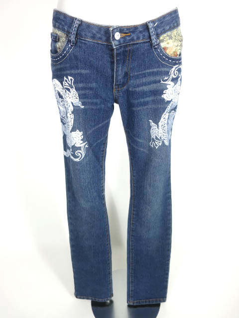 gouk 龍プリントデニムパンツ