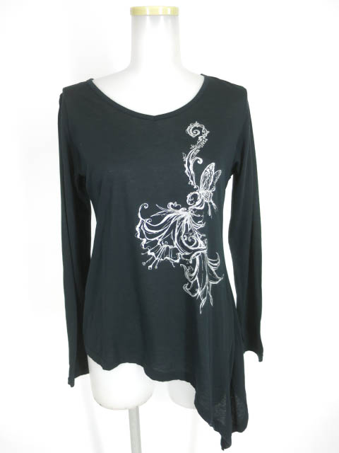 PEACE NOW 蝶プリントアシンメトリー長袖カットソー