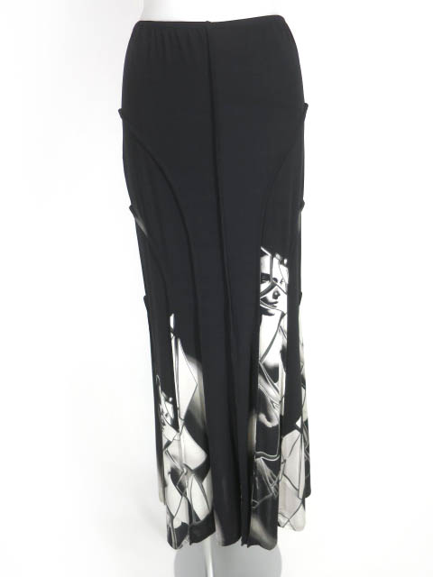 JPG ヌード＆ガラス柄 切替ロングスカート