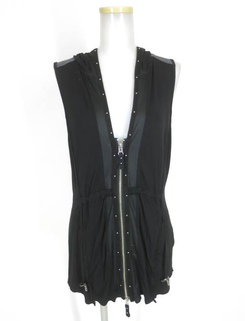 Ozz Croce パイソン柄プリントノースリーブジップパーカー