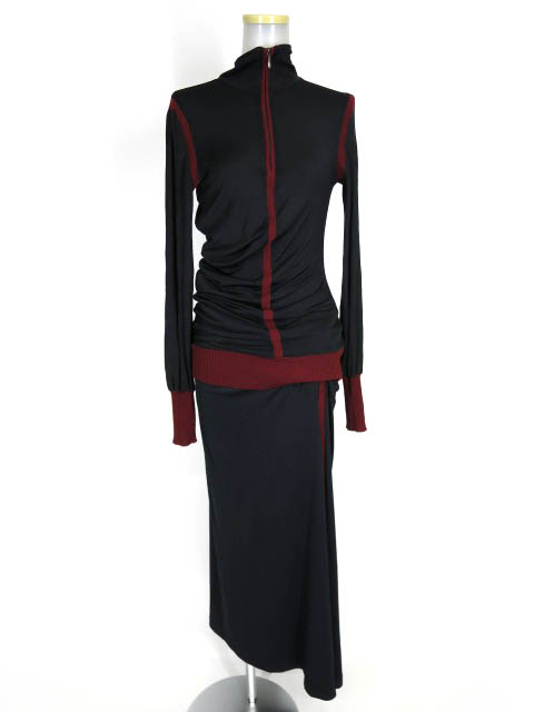 Jean Paul GAULTIER FEMME リブニット切替アシンメトリートップス & スカート セット