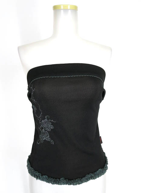 Ozz On ローズ刺繍入りベアトップキャミソール