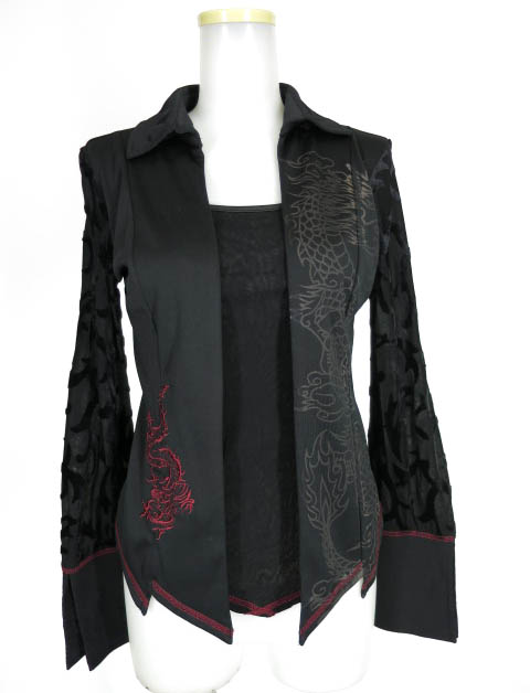 Ozz On hikozoh 龍刺繍入りレイヤード風プルオーバー