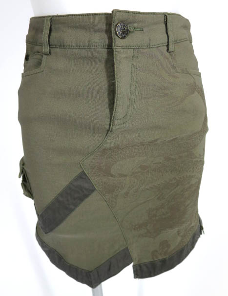 Ozz Croce 龍プリントアシンメトリースカート