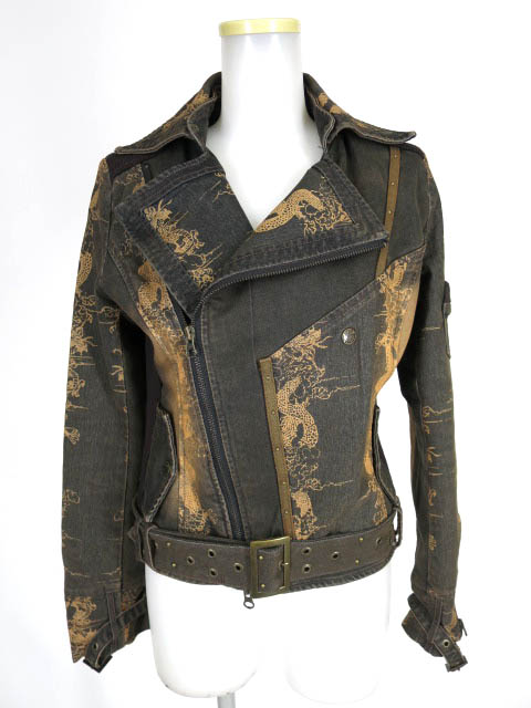 Ozz Croce 龍柄デニムライダースジャケット