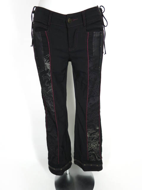 Ozz Croce 龍プリント切替ブーツカットパンツ